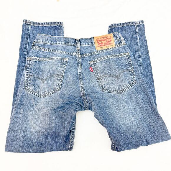 Levi's 505 Ripped Med/Dark Wash Denim Jeans Size 30 x 30 - Picture 5 of 8